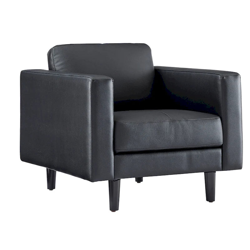 Premium Genuine Leather Accent Chair with High Density Cushions
