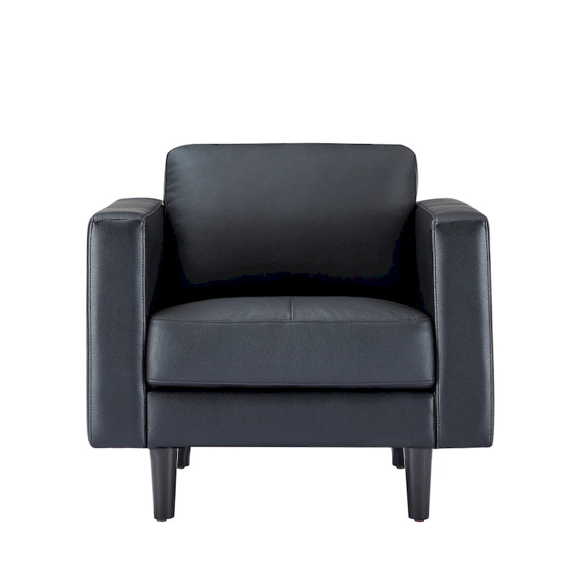 Premium Genuine Leather Accent Chair with High Density Cushions