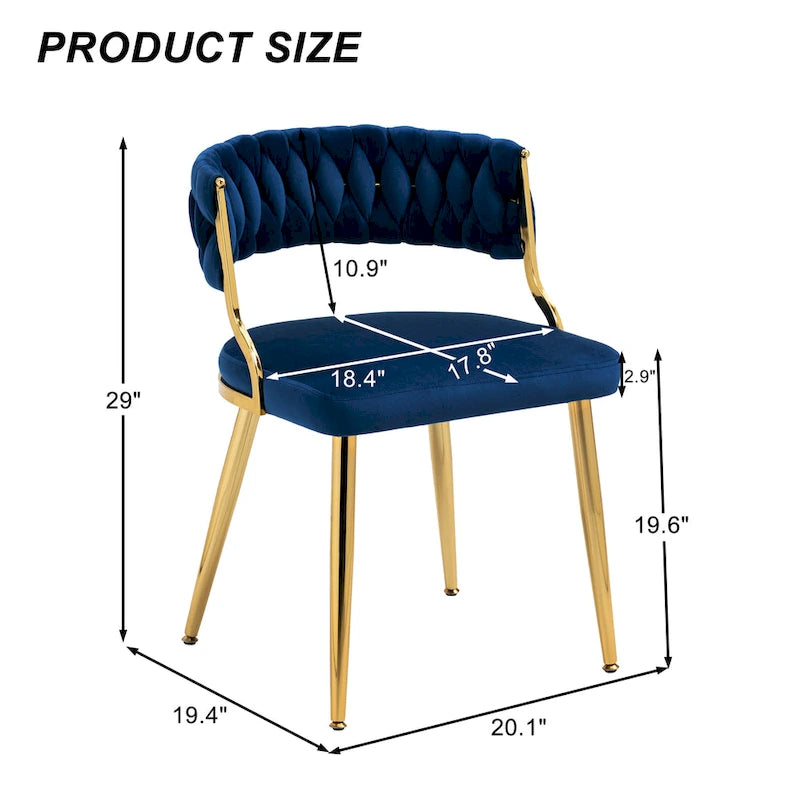Velvet Dining Chairs with Gold Metal Legs and High-Density Cushion, Set of 4