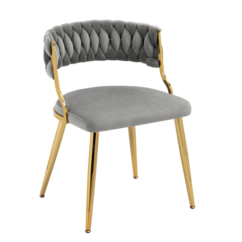 Velvet Dining Chairs with Gold Metal Legs and High-Density Cushion, Set of 4