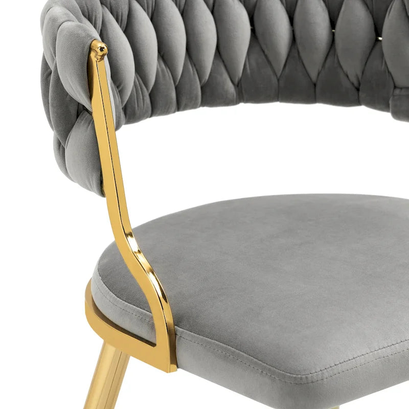 Velvet Dining Chairs with Gold Metal Legs and High-Density Cushion, Set of 4