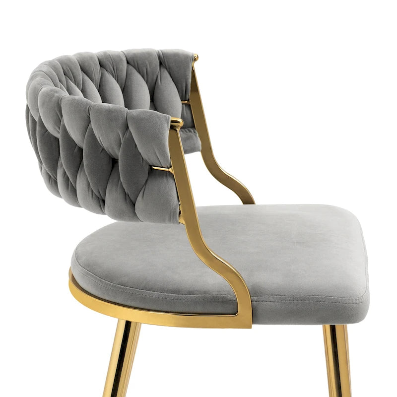 Velvet Dining Chairs with Gold Metal Legs and High-Density Cushion, Set of 4