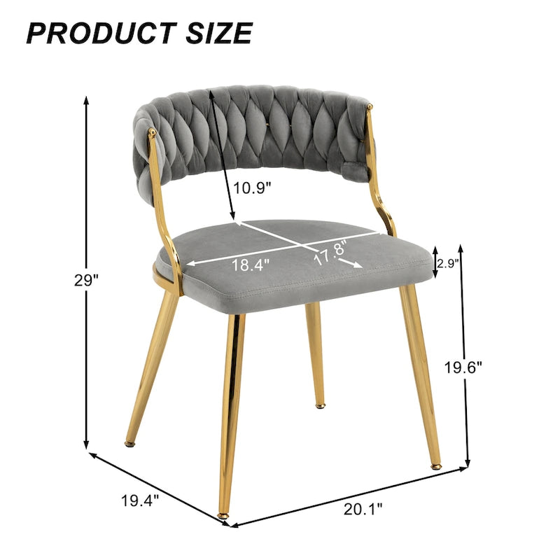 Velvet Dining Chairs with Gold Metal Legs and High-Density Cushion, Set of 4