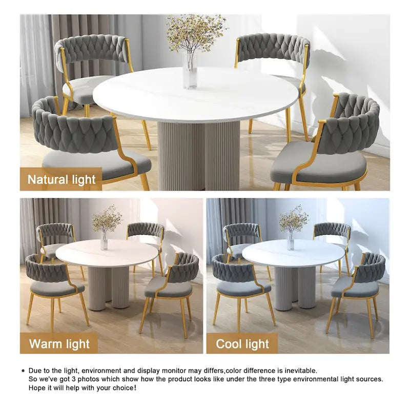 Velvet Dining Chairs with Gold Metal Legs and High-Density Cushion, Set of 4