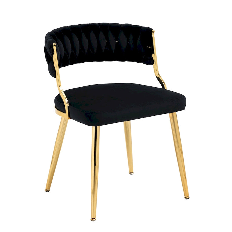 Velvet Dining Chairs with Gold Metal Legs and High-Density Cushion, Set of 4