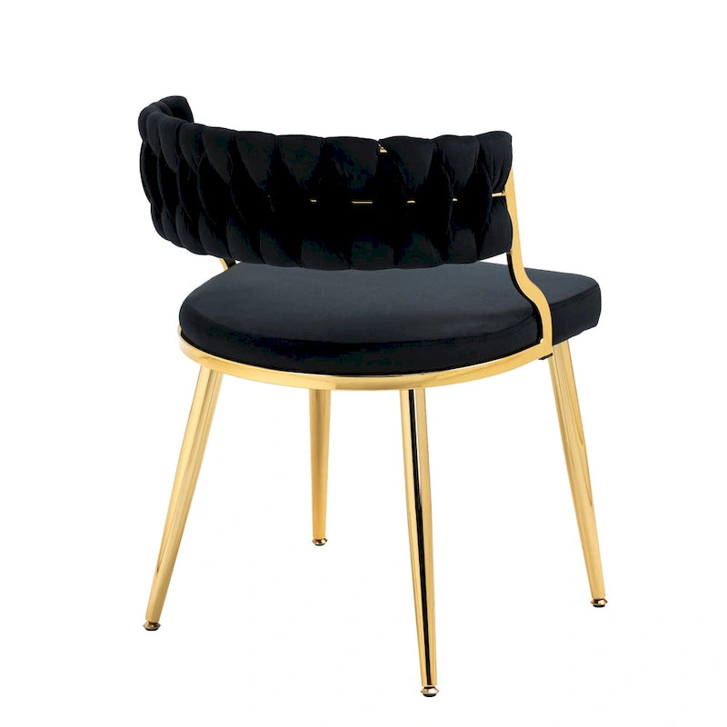 Velvet Dining Chairs with Gold Metal Legs and High-Density Cushion, Set of 4