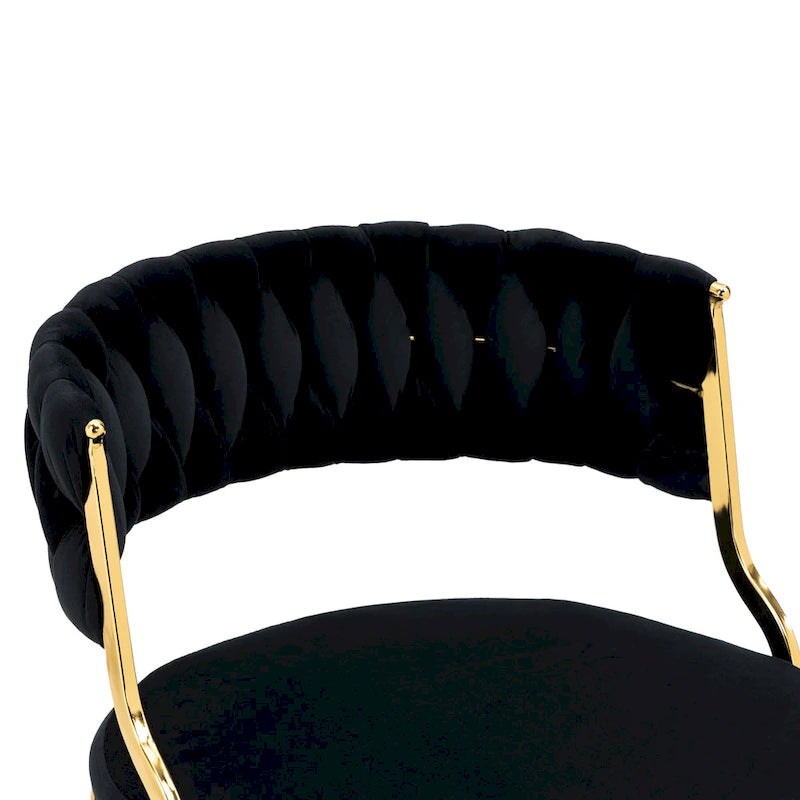 Velvet Dining Chairs with Gold Metal Legs and High-Density Cushion, Set of 4