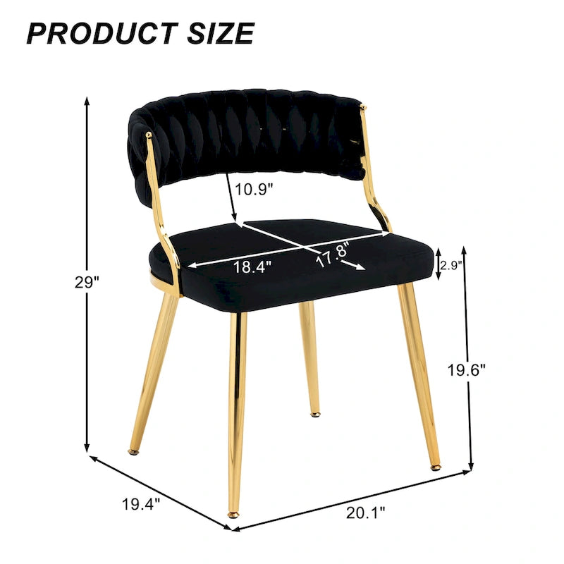 Velvet Dining Chairs with Gold Metal Legs and High-Density Cushion, Set of 4