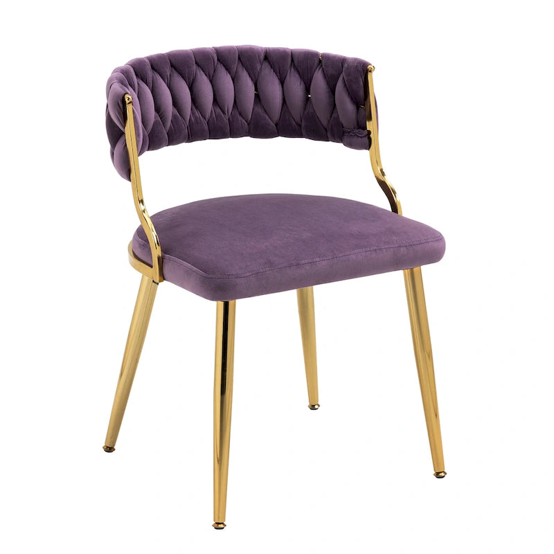 Velvet Dining Chairs with Gold Metal Legs and High-Density Cushion, Set of 4