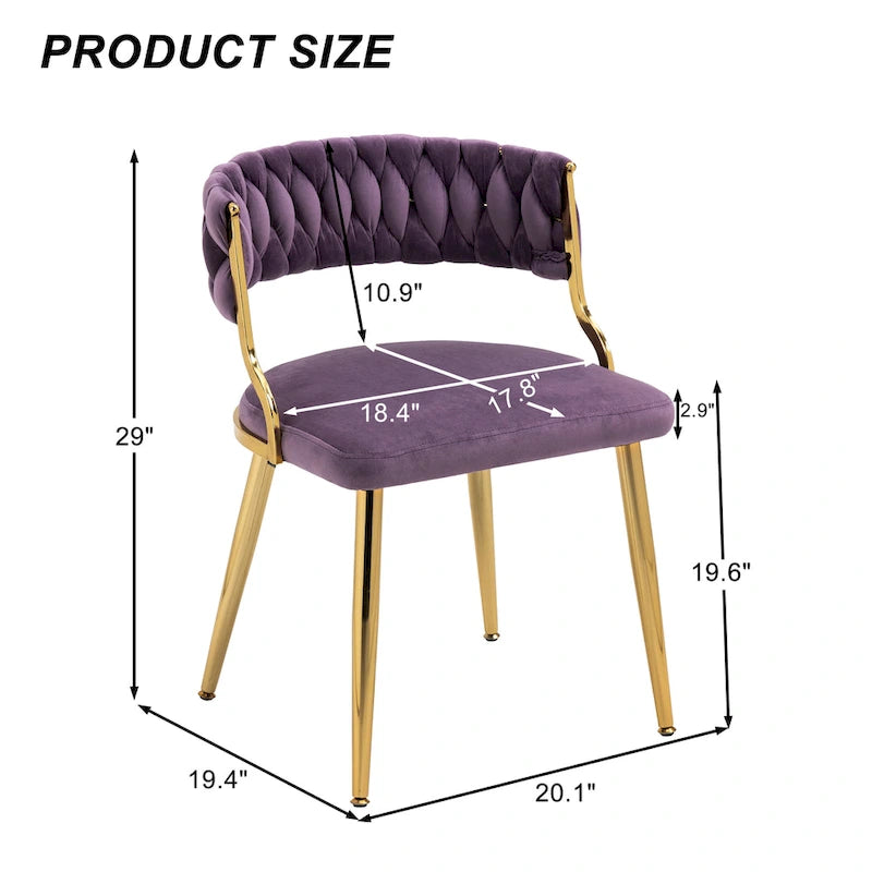 Velvet Dining Chairs with Gold Metal Legs and High-Density Cushion, Set of 4