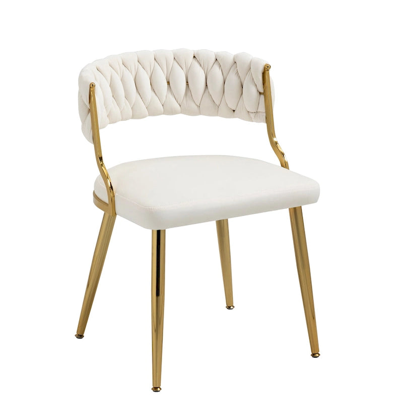 Velvet Dining Chairs with Gold Metal Legs and High-Density Cushion, Set of 4