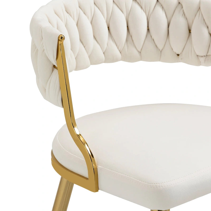 Velvet Dining Chairs with Gold Metal Legs and High-Density Cushion, Set of 4