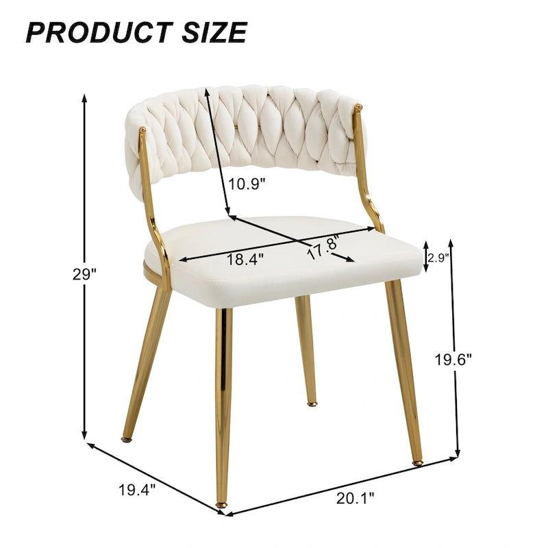 Velvet Dining Chairs with Gold Metal Legs and High-Density Cushion, Set of 4