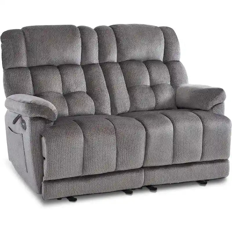 Electric Power Reclining Loveseat Sofa with Heat and Massage, Fabric