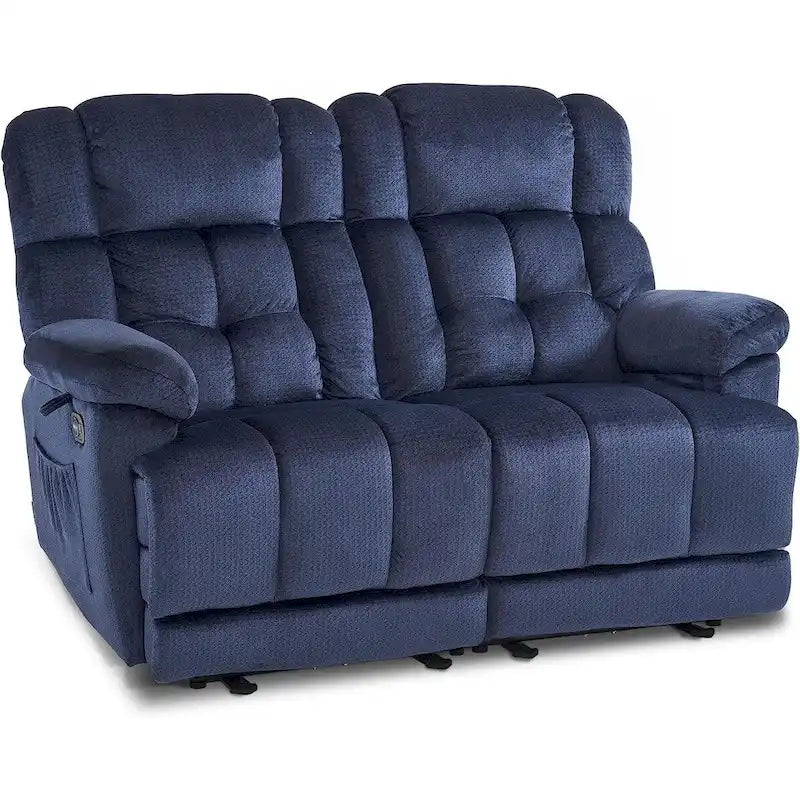Electric Power Reclining Loveseat Sofa with Heat and Massage, Fabric