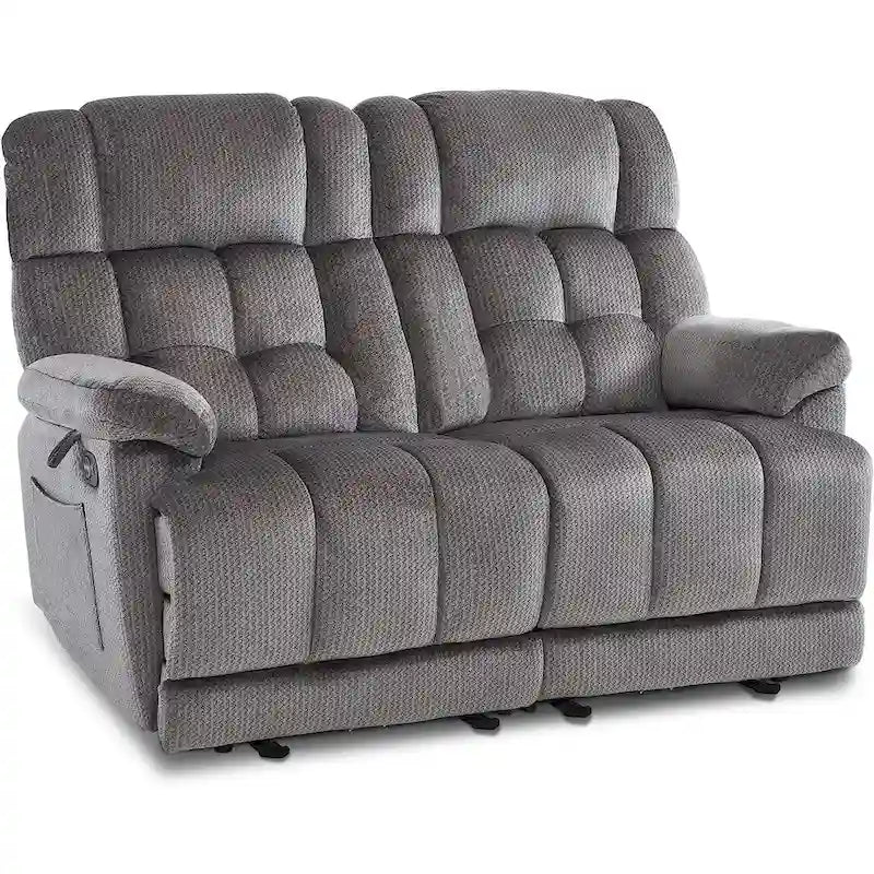 Electric Power Reclining Loveseat Sofa with Heat and Massage, Fabric