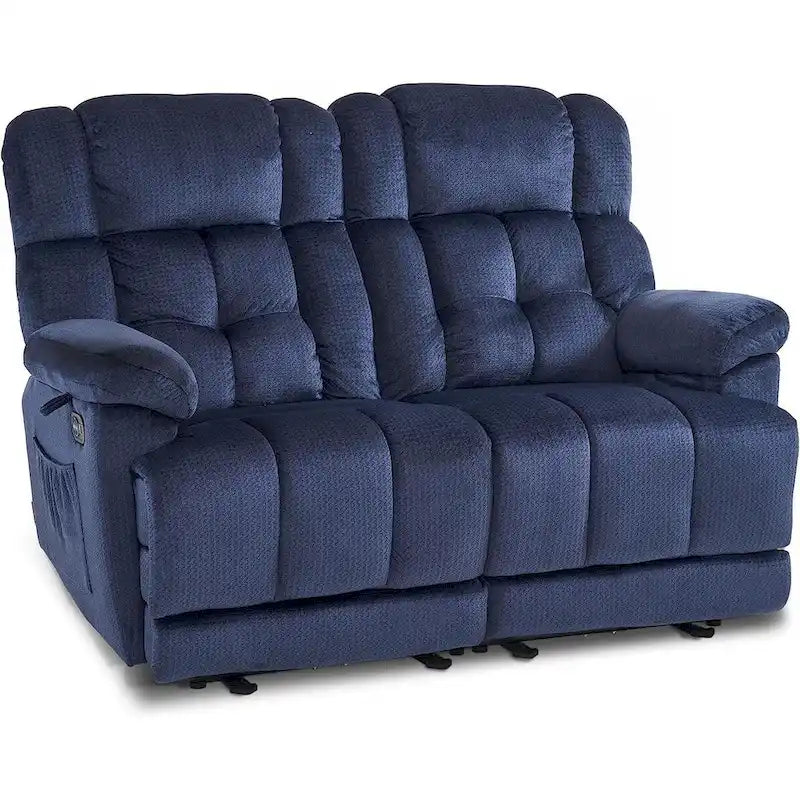 Electric Power Reclining Loveseat Sofa with Heat and Massage, Fabric