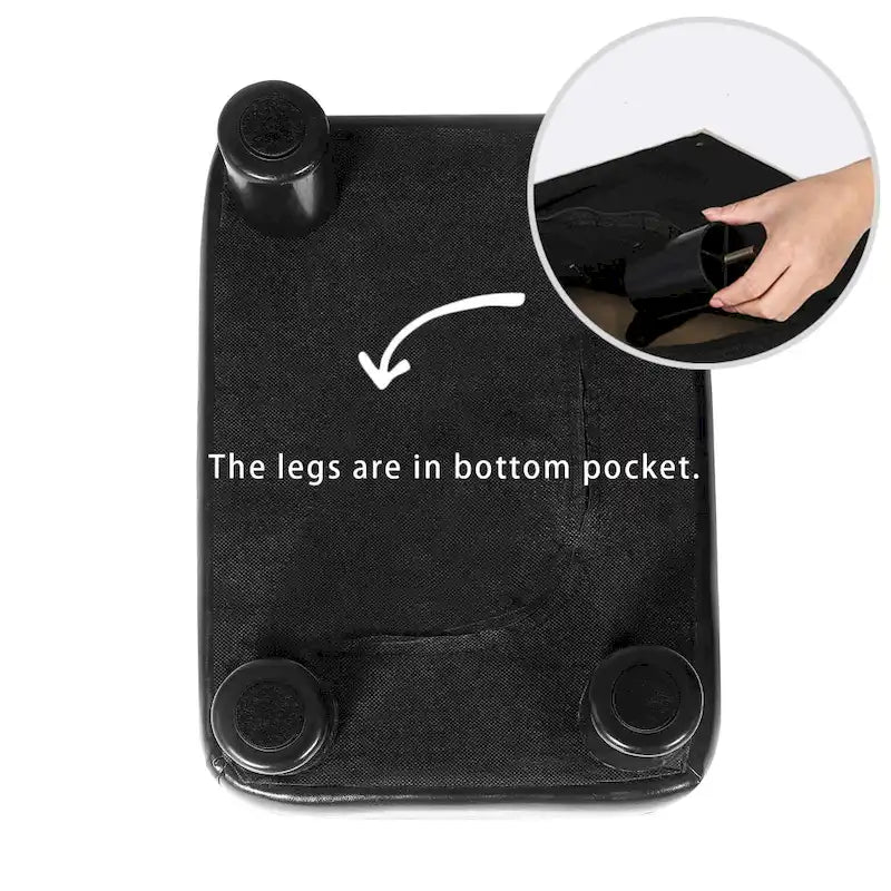 Small PU Leather Rectangular Ottoman Footstool with Solid Wood Legs