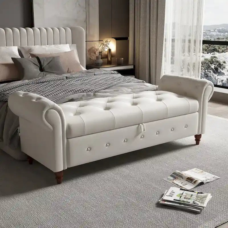 63 Fabric Bed Bench With Storage