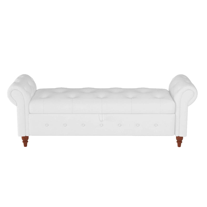63-Inch Tufted Storage Ottoman Bench with Rolled Arms