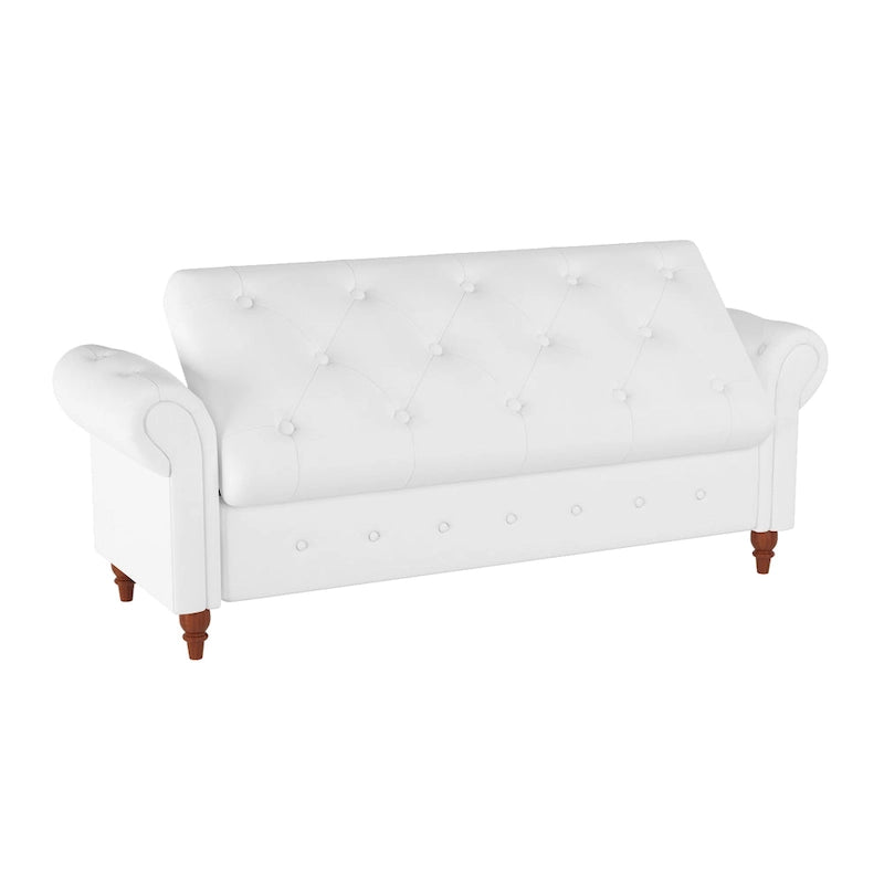 63-Inch Tufted Storage Ottoman Bench with Rolled Arms