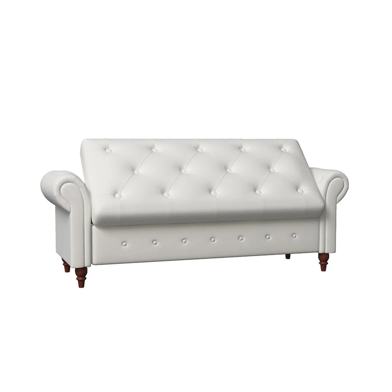 63-Inch Tufted Storage Ottoman Bench with Rolled Arms