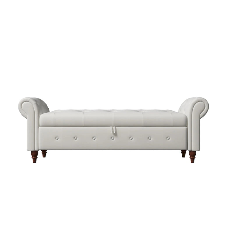 63-Inch Tufted Storage Ottoman Bench with Rolled Arms