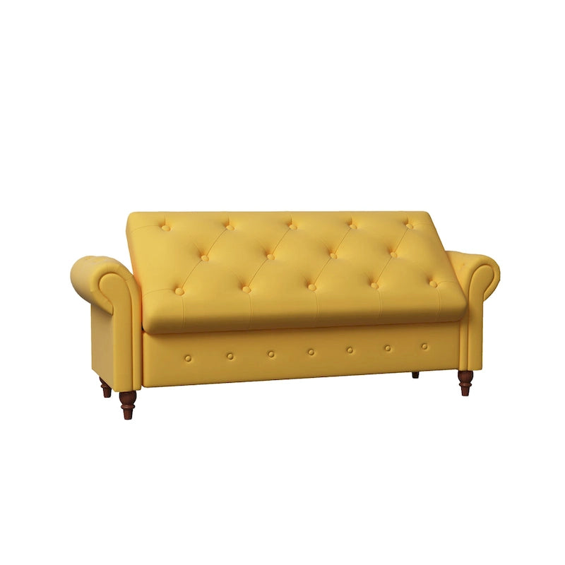 63-Inch Tufted Storage Ottoman Bench with Rolled Arms