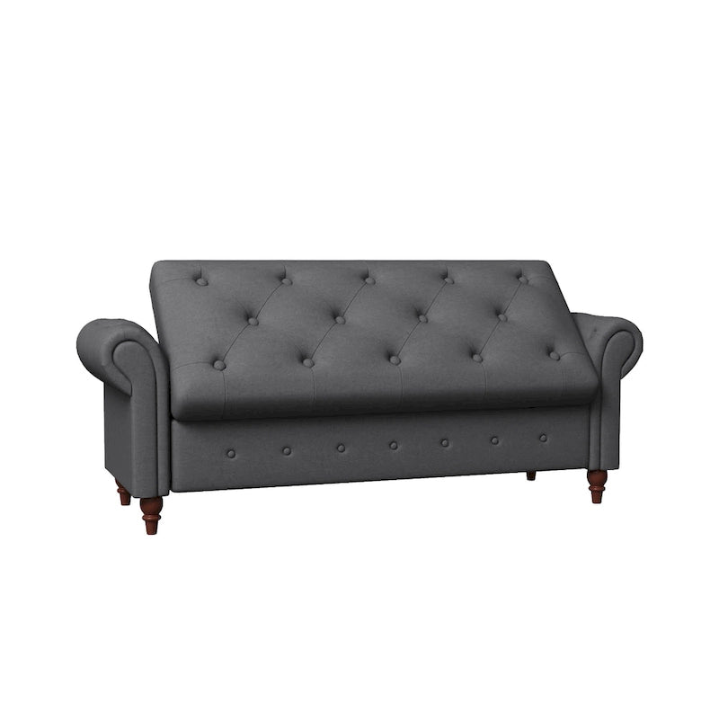 63-Inch Tufted Storage Ottoman Bench with Rolled Arms