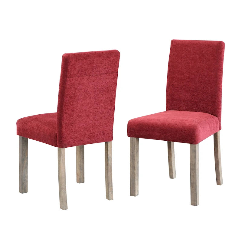 Boucle Upholstered Dining Chairs with Driftwood Legs, Set of 2