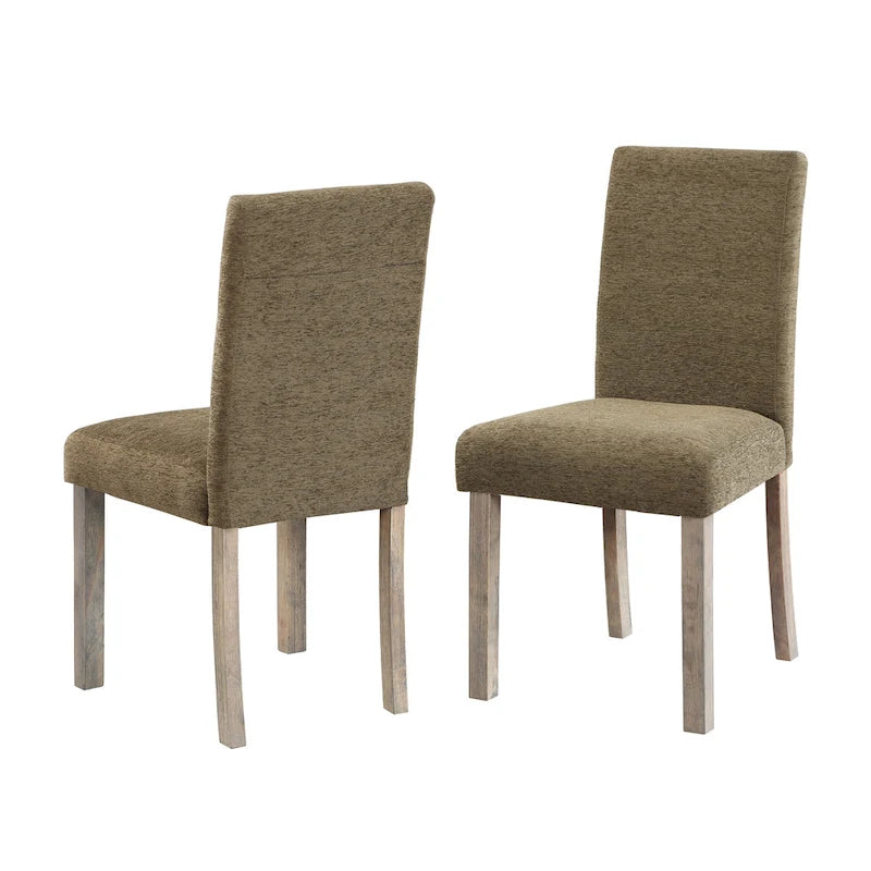 Boucle Upholstered Dining Chairs with Driftwood Legs, Set of 2