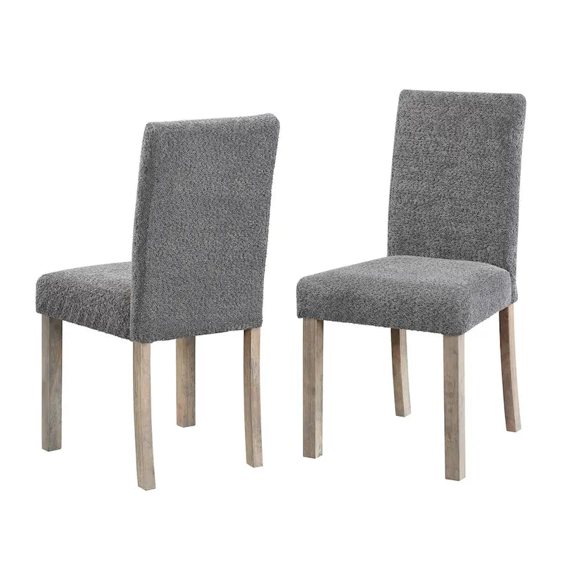Boucle Upholstered Dining Chairs with Driftwood Legs, Set of 2