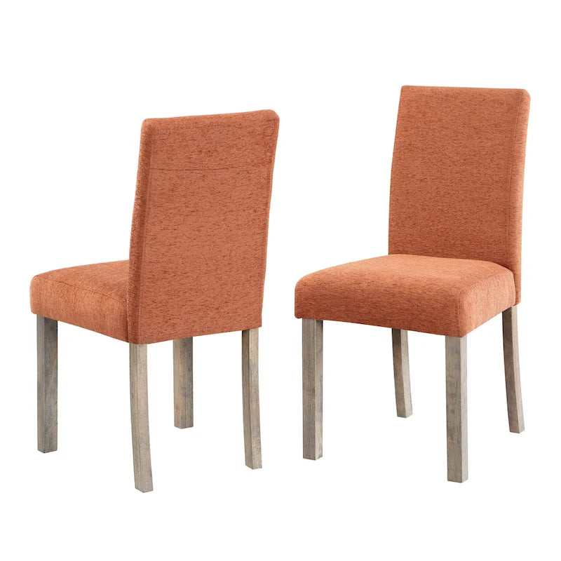 Boucle Upholstered Dining Chairs with Driftwood Legs, Set of 2