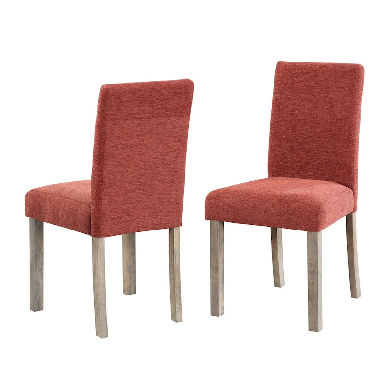 Boucle Upholstered Dining Chairs with Driftwood Legs, Set of 2