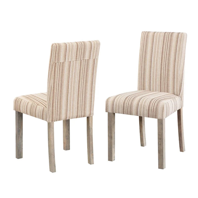Boucle Upholstered Dining Chairs with Driftwood Legs, Set of 2