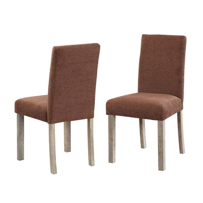 Boucle Upholstered Dining Chairs with Driftwood Legs, Set of 2