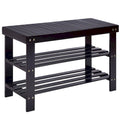 Bamboo 3-Tier Shoe Rack Bench with Seat, 28-Inch