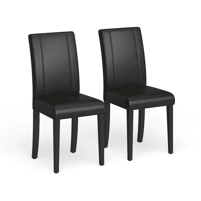 Leatherette Parson Dining Chairs with Wood Legs and Curved Back, Set of 2