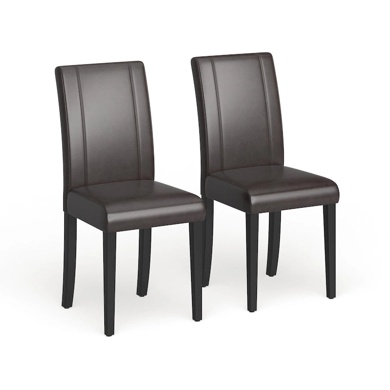 Leatherette Parson Dining Chairs with Wood Legs and Curved Back, Set of 2