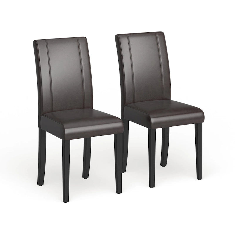 Leatherette Parson Dining Chairs with Wood Legs and Curved Back, Set of 2