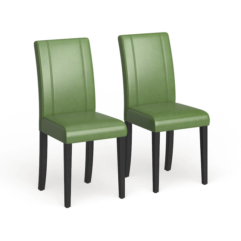 Leatherette Parson Dining Chairs with Wood Legs and Curved Back, Set of 2
