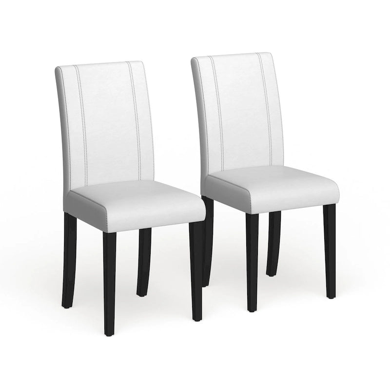 Leatherette Parson Dining Chairs with Wood Legs and Curved Back, Set of 2