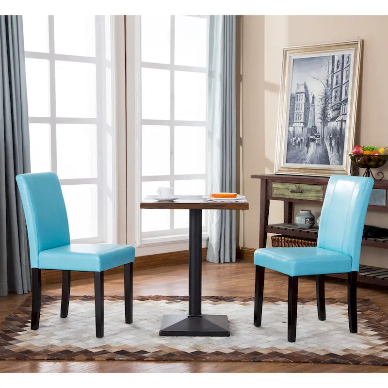 Leatherette Parson Dining Chairs with Wood Legs and Curved Back, Set of 2