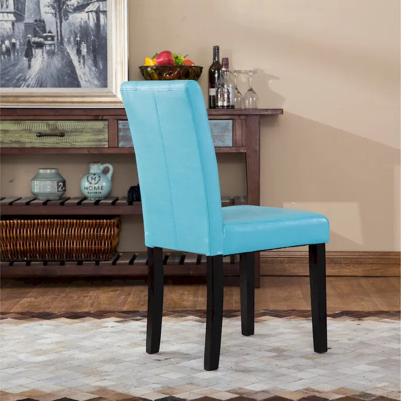 Leatherette Parson Dining Chairs with Wood Legs and Curved Back, Set of 2
