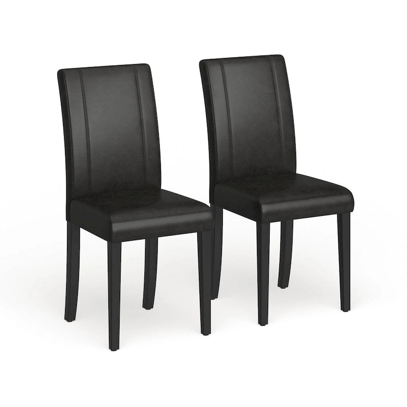 Leatherette Parson Dining Chairs with Wood Legs and Curved Back, Set of 2