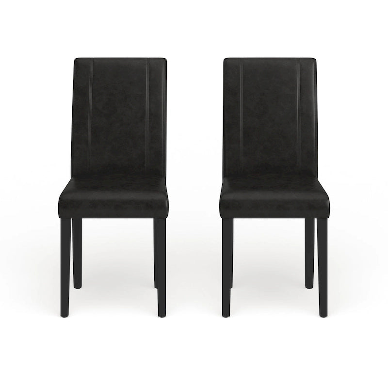 Leatherette Parson Dining Chairs with Wood Legs and Curved Back, Set of 2