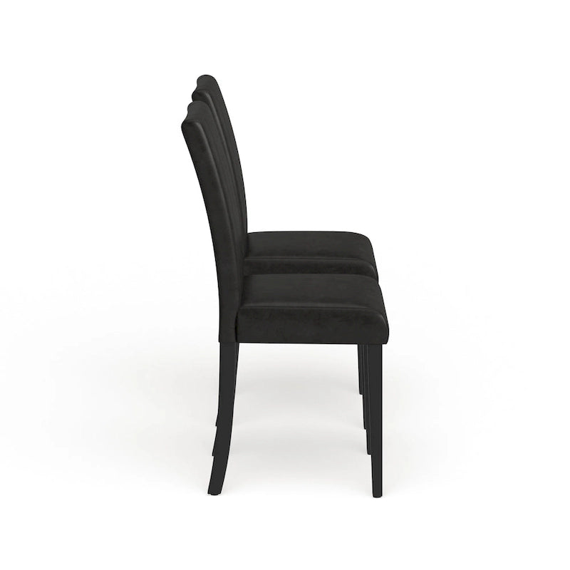 Leatherette Parson Dining Chairs with Wood Legs and Curved Back, Set of 2