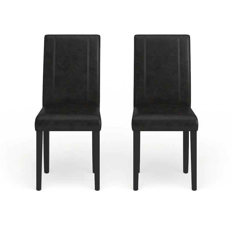Leatherette Parson Dining Chairs with Wood Legs and Curved Back, Set of 2