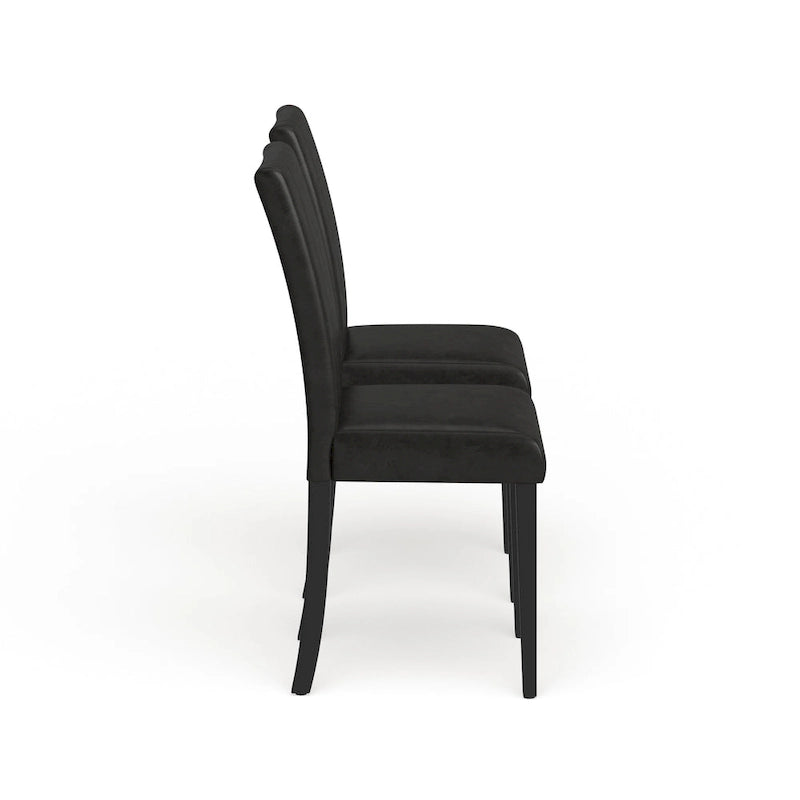 Leatherette Parson Dining Chairs with Wood Legs and Curved Back, Set of 2