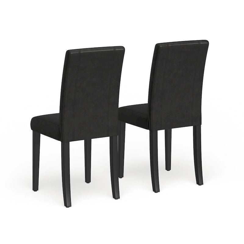 Leatherette Parson Dining Chairs with Wood Legs and Curved Back, Set of 2
